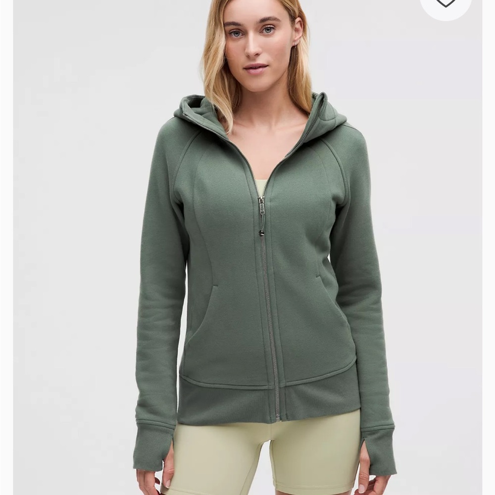 Lululemon olive hoodie scuba  full zip size 6